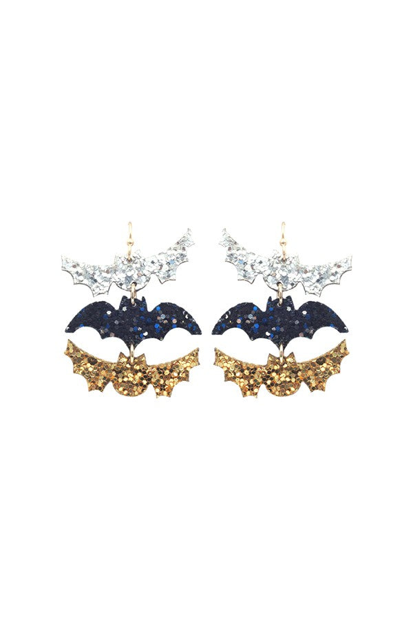 Triple Halloween bats earrings