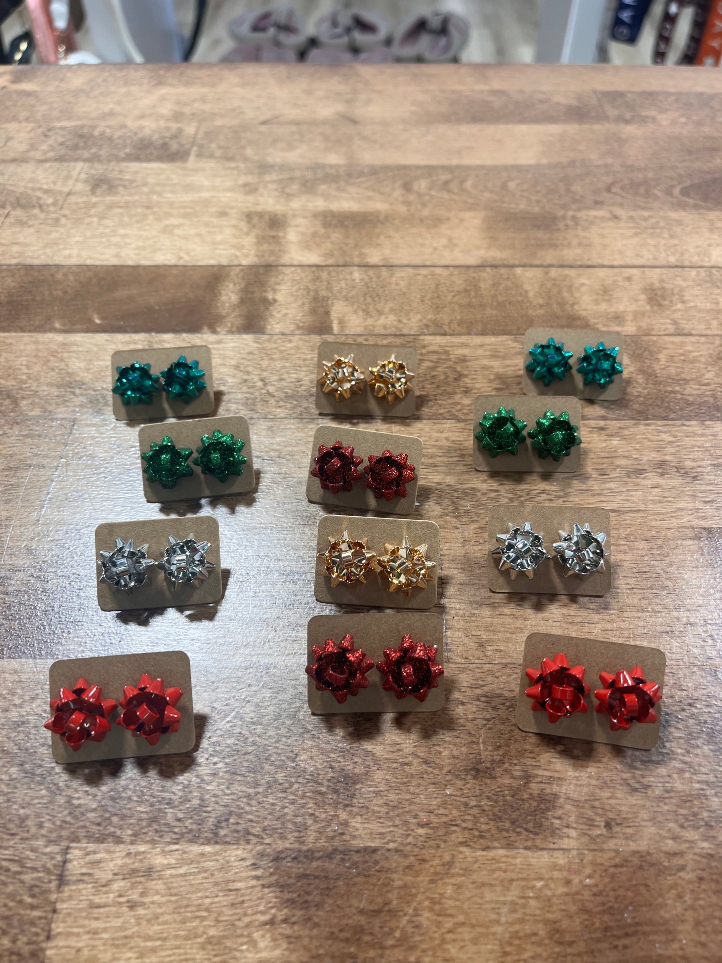 Christmas Gift Bow Stud Earrings