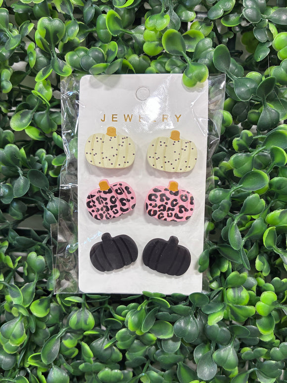 Fall pumpkin set of 3 earrings