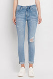 Halle’s high rise roll up skinny jeans