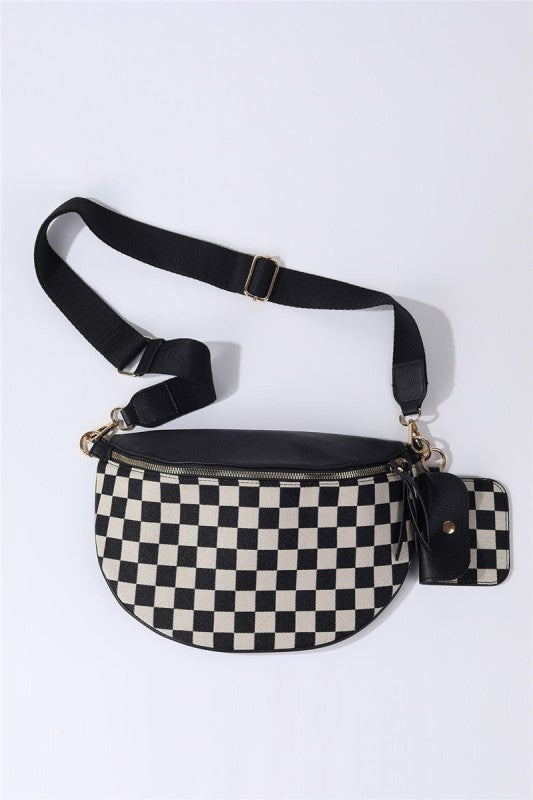 Crossbody checkerboard sling bum bag