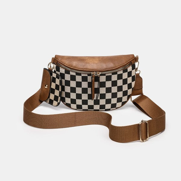 Crossbody checkerboard sling bum bag