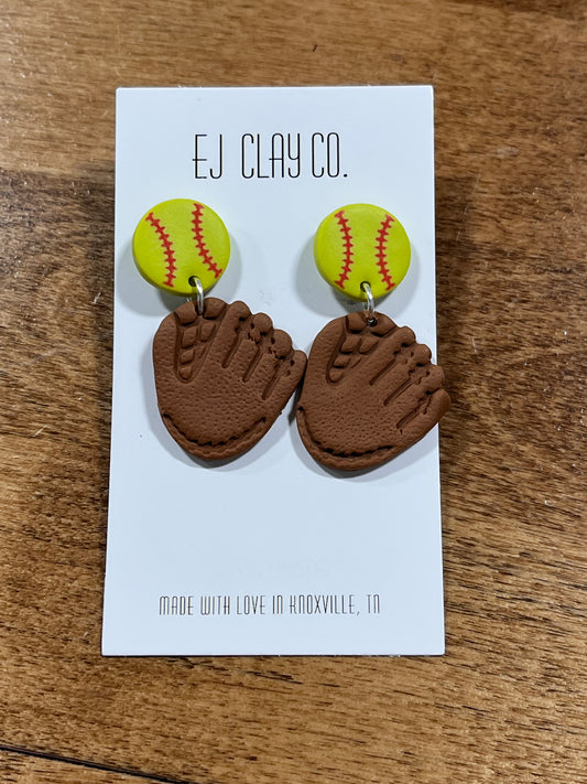 Softball dangle earrings