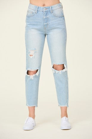 High rise girlfriend jeans