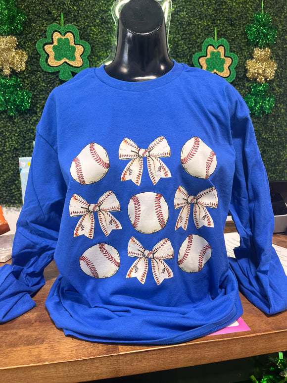 Baseballs & Bows long sleeve tee