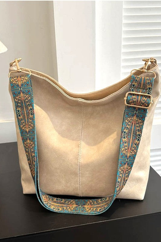 Retro vegan leather crossbody shoulder bag