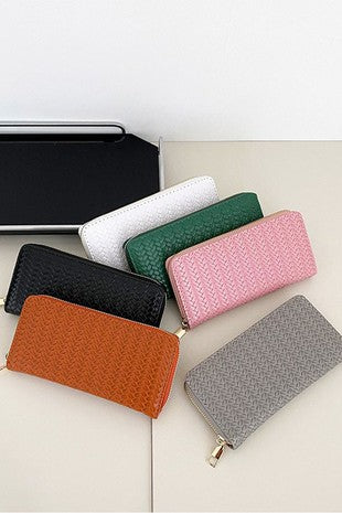 Trendy vegan leather woven wallet
