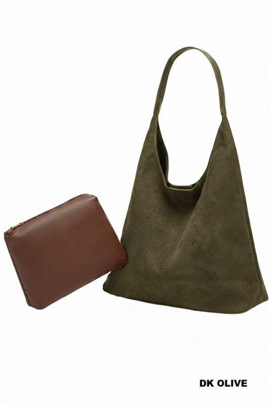 Microsuede hobo tote bag