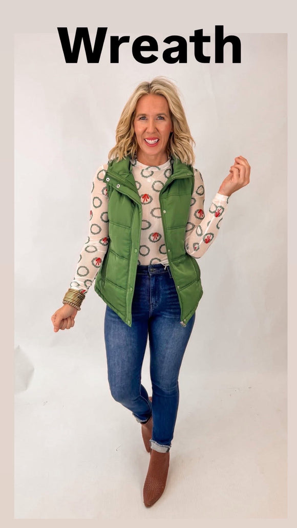 Wreath mesh long sleeve top