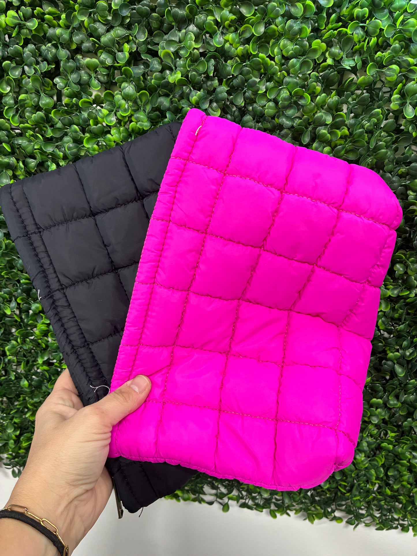 Puffy cosmetic make up clutch bag