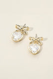 14k Gold Bow CZ Stone Bezel earrings