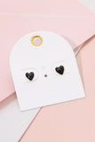 Black mini stud heart earrings