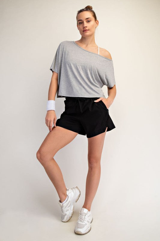 Rae’s off the shoulder top