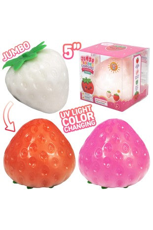 Jumbo strawberry UV light changing slime squishy