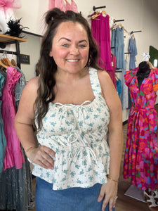 Scrunchie strap floral tank