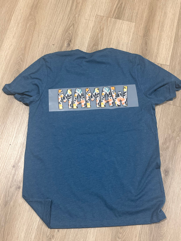 MAMAW Blue Floral Tee
