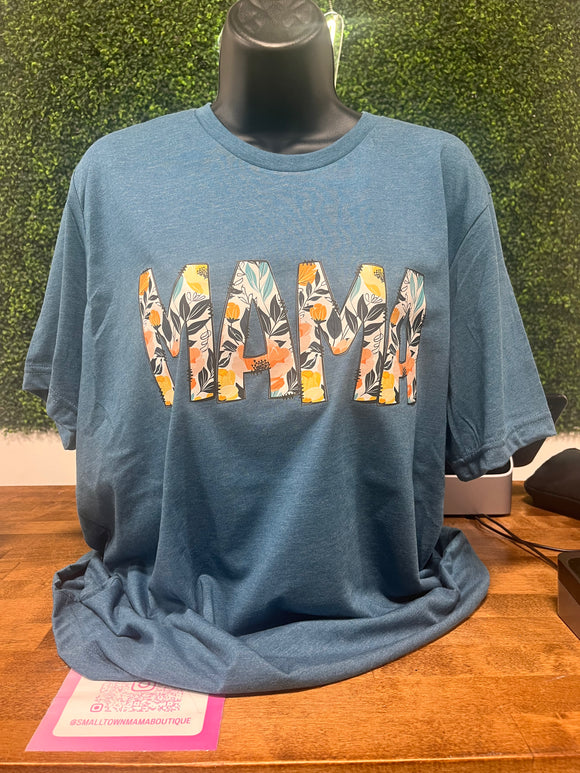 MAMA Blue Floral Tee