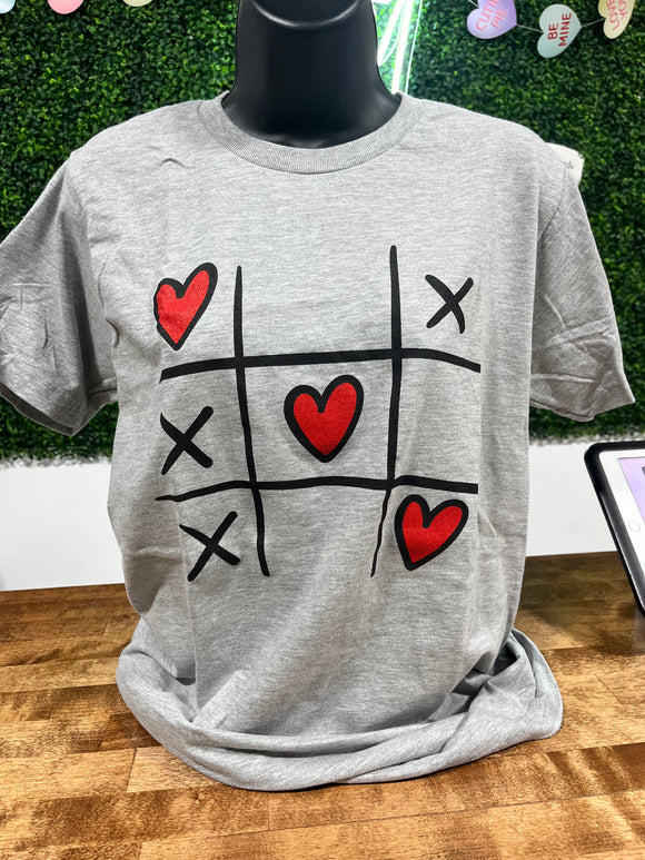 Tik tic toe hearts tee