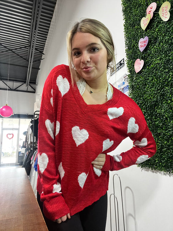 Crushing hearts sweater-Red