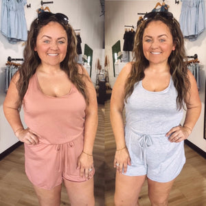 DOLPHIN HEM FRENCH TERRY SLEEVELESS RACERBACK ROMPER