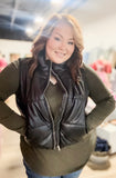 Faux leather PLUS puffer vest