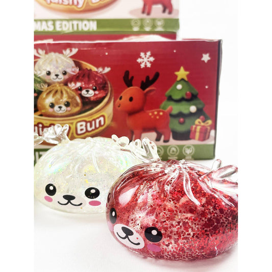 Christmas Reindeer Glitter Maltose Squishy Bun Toy