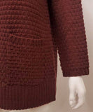 Open Front Pop Corn Knit Oversize Pocket Cardigan