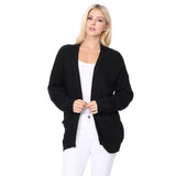 Women's Waffle Knit Open Front Sweater Cardigan