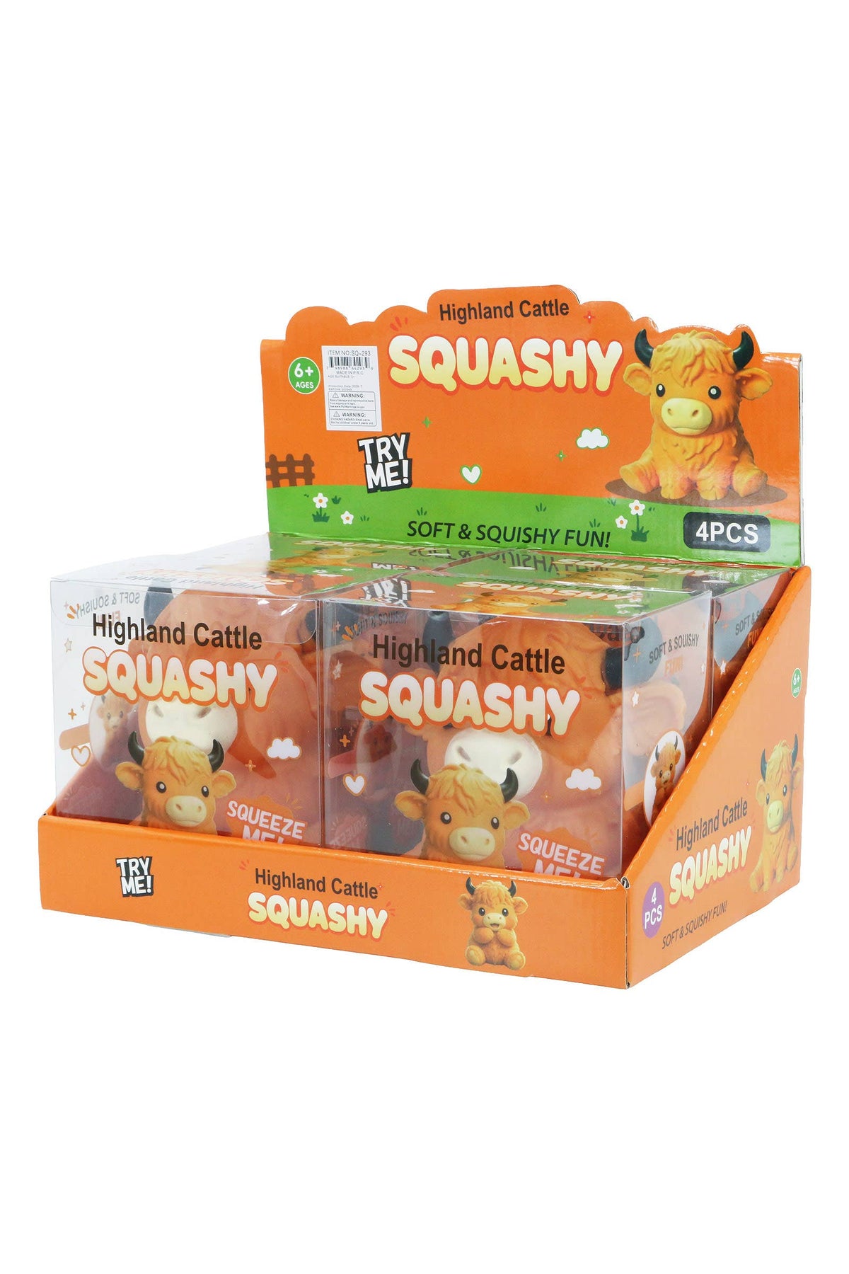 JUMBO 6 Inch Highland Cow Fluffy Slime Filled TPR Squishy