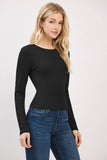 FRONT DOUBLE LAYERED CREW LONG SLEEVE TOP