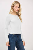 FRONT DOUBLE LAYERED CREW LONG SLEEVE TOP