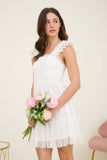 Seeing stars smocked ruffle chiffon white dress