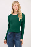 FRONT DOUBLE LAYERED CREW LONG SLEEVE TOP