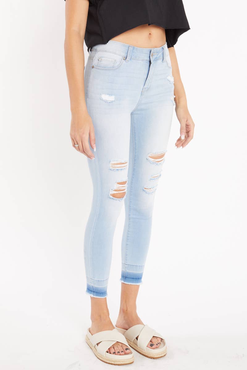 High Rise Distressed Ankle Skinny Jeans