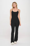 2 Piece Set Matching Flare jumpsuit Active Jacket: Black