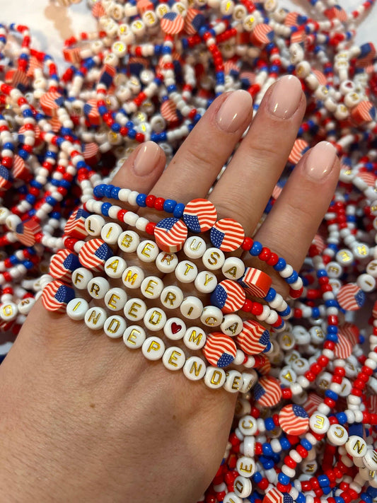 ❤️Red, White + Blue Patriotic Mix Stretchy Bracelets 