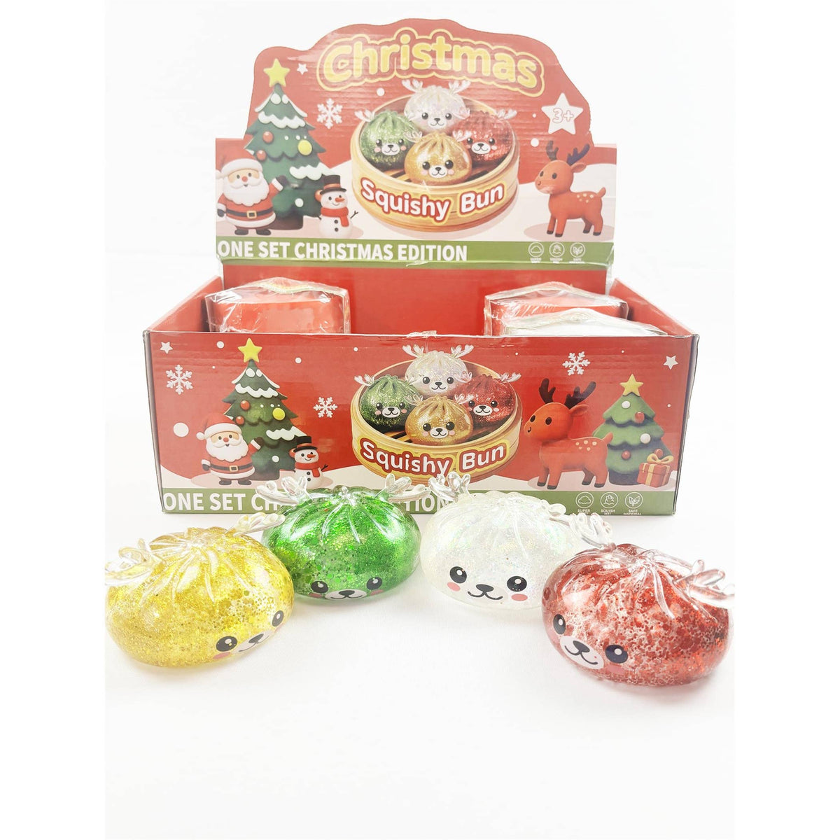 Christmas Reindeer Glitter Maltose Squishy Bun Toy