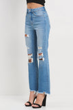 Crop Flare with Knee Distressed jeans