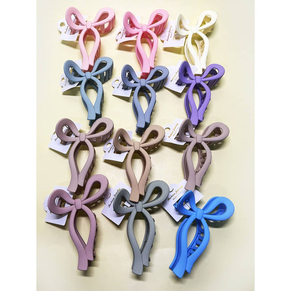 Matte Color Ribbon Shaped Hair Claw Clip