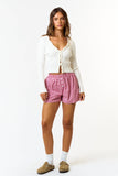 GINGHAM ELASTIC WAISTBAND BOXER SHORTS: MAGENTA