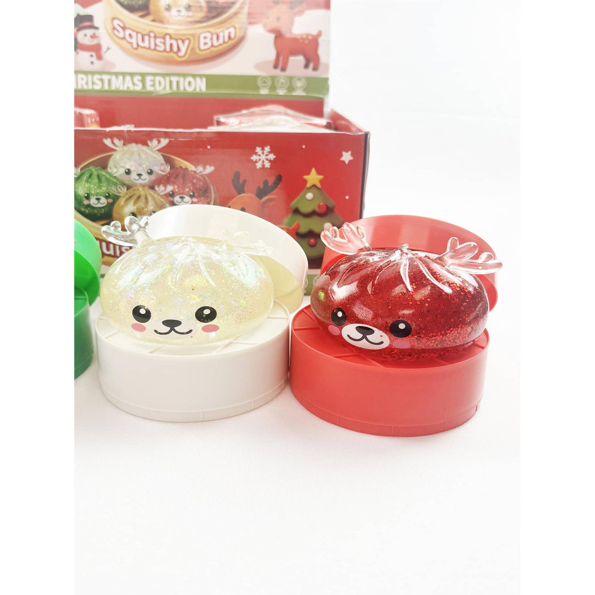 Christmas Reindeer Glitter Maltose Squishy Bun Toy