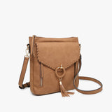 Layla Faux Suede Whipstitch Crossbody w/ Tassel