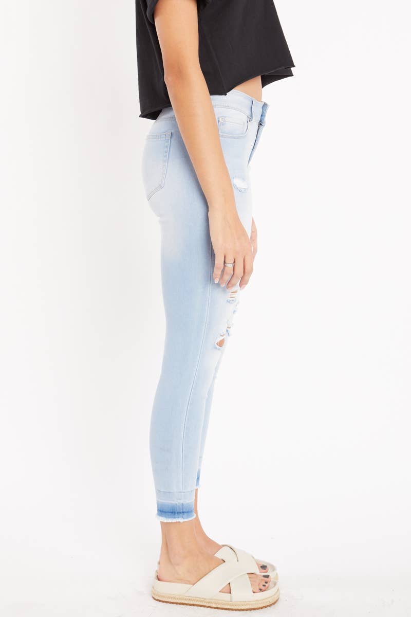 High Rise Distressed Ankle Skinny Jeans