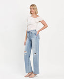 Refulgent High rise Clean Cut raw hem wide leg jeans