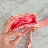 Tassel Zipper Wristlet Wallet with Clear ID Slot