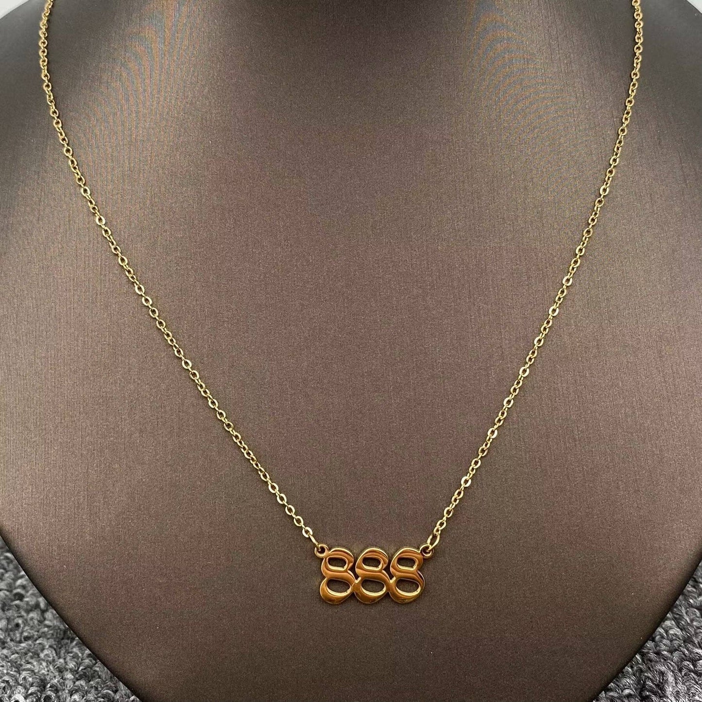 Lucky Numbers 18K Gold Plated Stainless Steel Necklace