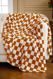 Checkerboard Print Soft Throw Blanket-Black