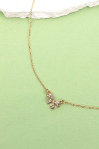 MINI RHINESTONE BOW CHARM NECKLACE