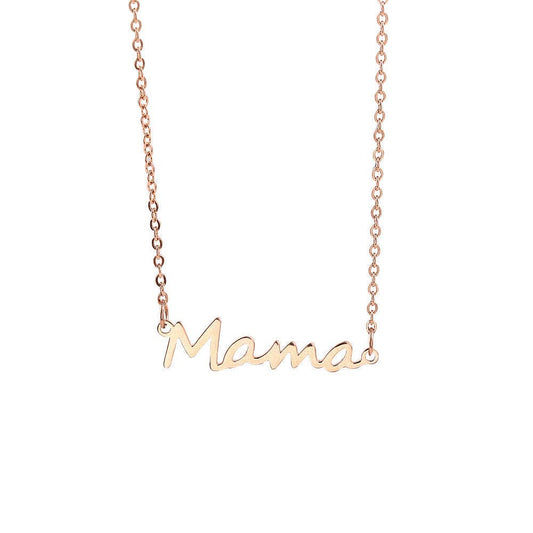Mama Gold Plated Stainless Steel Charm Necklace