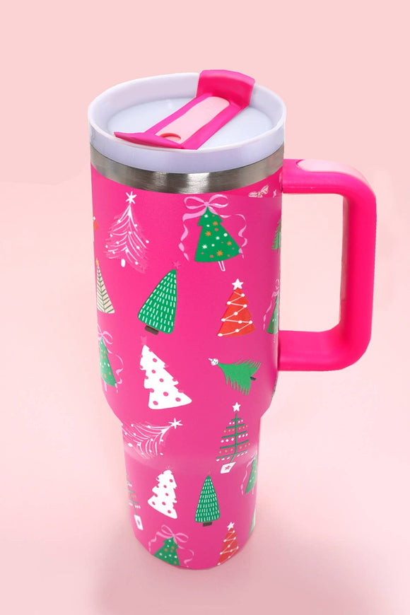 Pink Christmas tree 40oz Tumbler